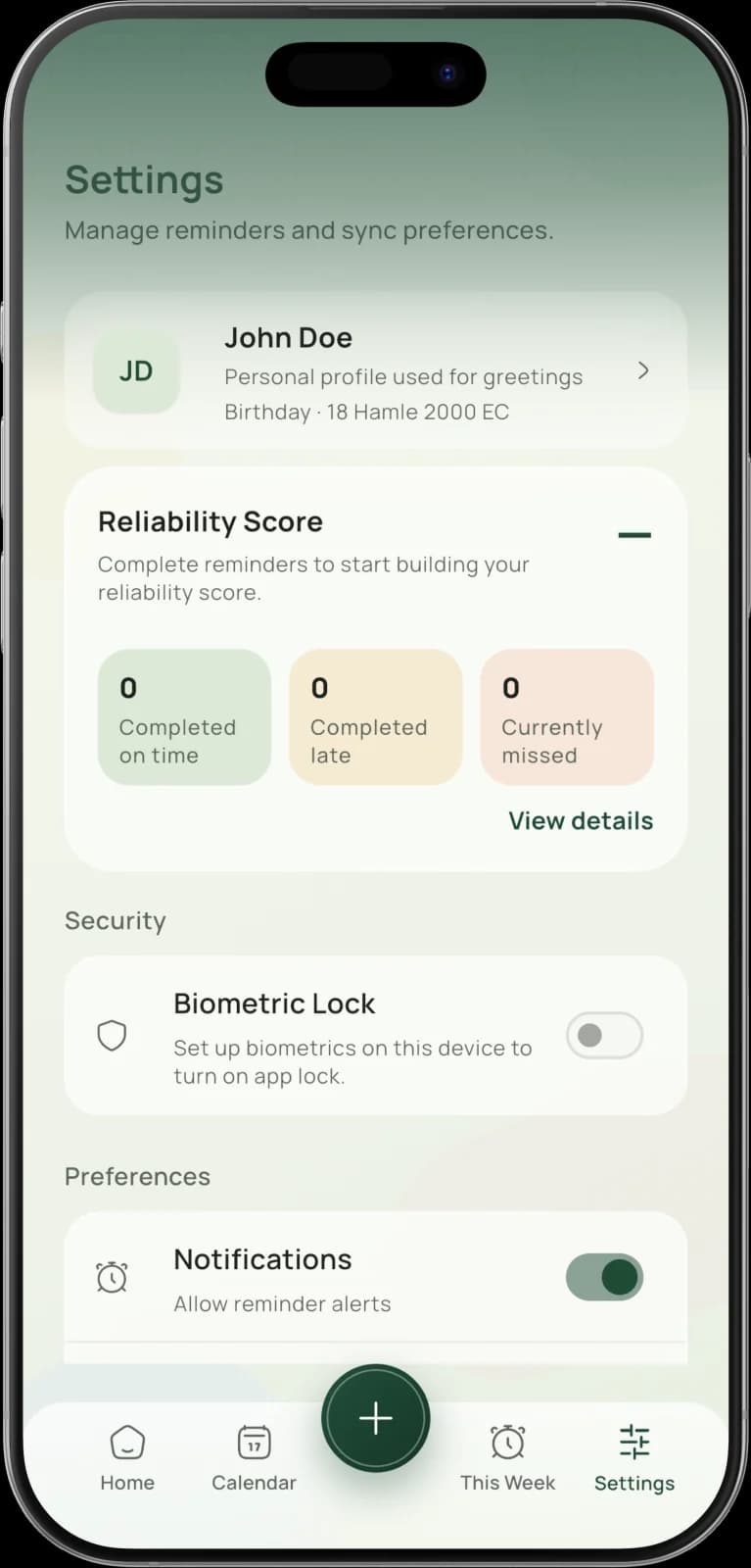 KenRemind privacy settings